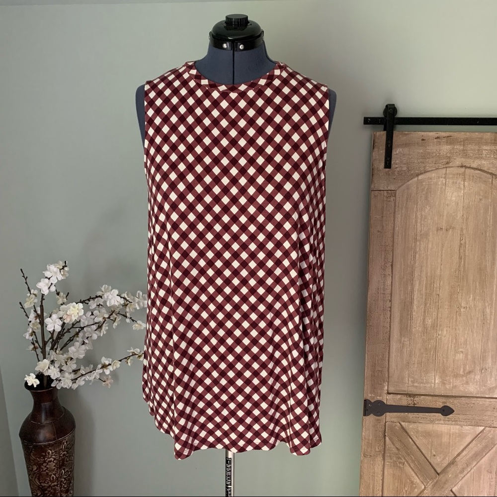 LaneBryant Gingham High Neck Swing Tank Size 18/20